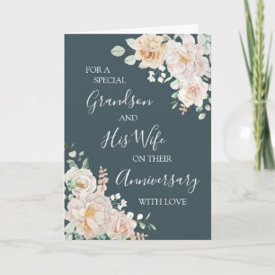 Floral Grandson and Wife Anniversary Card