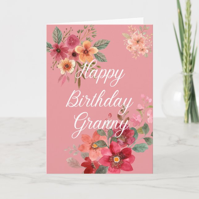 Floral Granny Birthday Card (Front)