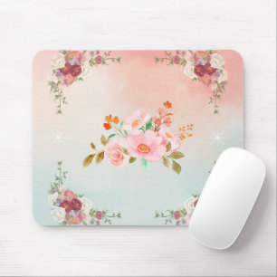 Floral Graphic Art, Flourishing Flowers Mouse Pad