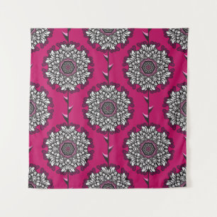 Floral Graphic Flowers Pink Seamless Tapestry