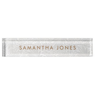 Floral Gray White Classic Personalized Nameplate