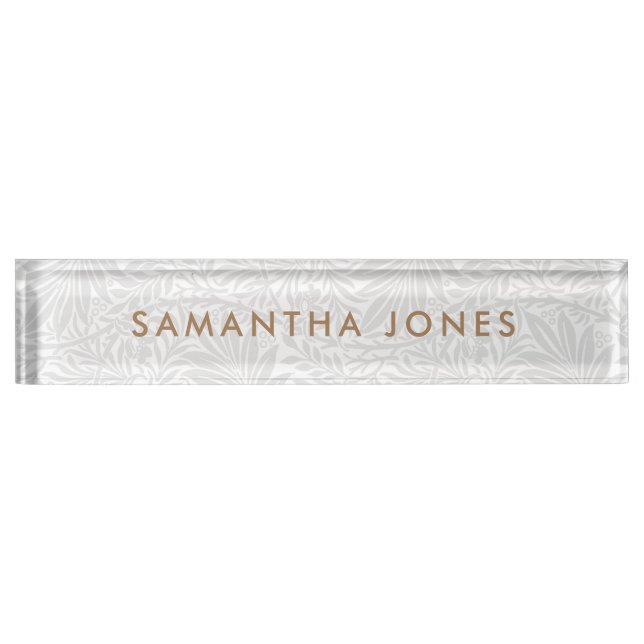 Floral Gray White Classic Personalized Nameplate (Front)
