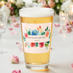 Floral Great Grandma of The Bride Pink Glass Cup