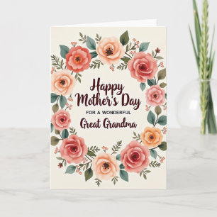 Floral Great Grandmas Mothers Day Card