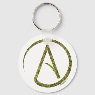 Floral Green and Brown Atheist Keychain