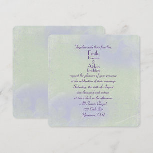 floral green and purple abstract invitation