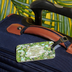 FLORAL, GREEN AND WHITE/TRAVEL QUOTE Luggage Tag