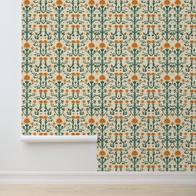 Floral green and yellow wallpaper (Application)