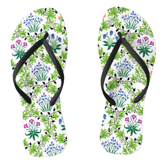 Floral Green Background Pattern-15232 Jandals (Footbed)