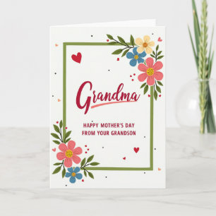 Floral Green Border Mothers Card