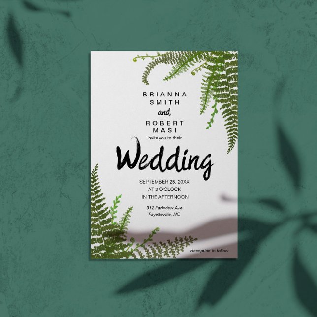 Floral green fern leaves wedding Invitation (Creator Uploaded)