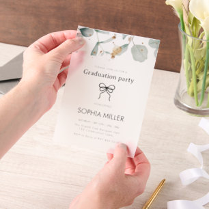 Floral Green Foliage Graduation Party  Vellum Invitations