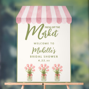 Floral Green Fresh Off The Market Bridal Shower  Acrylic Sign