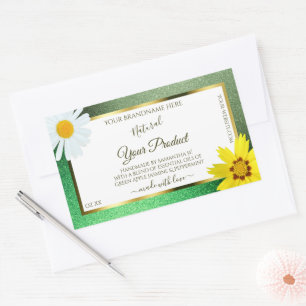 Floral Green Glitter White and Gold Product Labels