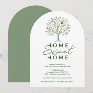 Floral Green Home Sweet Home Housewarming TMF26 Invitation