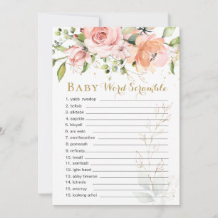 Floral Green Leaves Baby Word Scramble Game Card