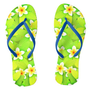 Floral Green Leaves Yellow Flowers Pattern-61717 Jandals