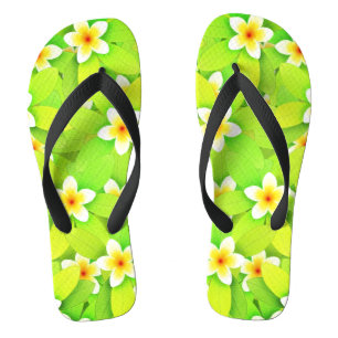 Floral Green Leaves Yellow Flowers Pattern-61717 Jandals