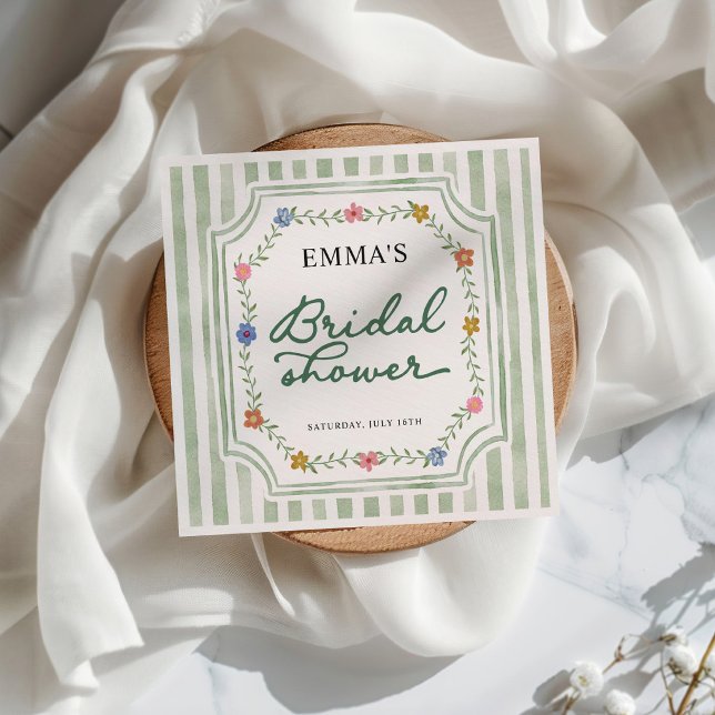Floral Green Lines Napkins (Creator Uploaded)