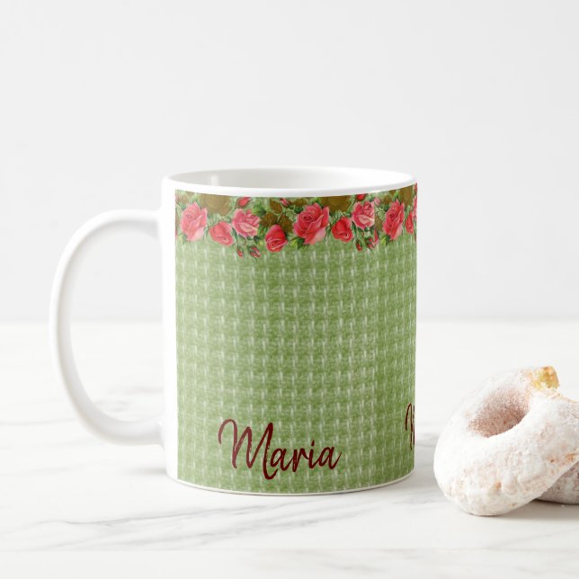 Floral Green Mug (With Donut)
