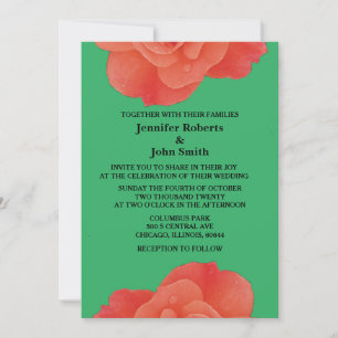 Floral Green Orange Rose Rustic Fall Wedding Invitation