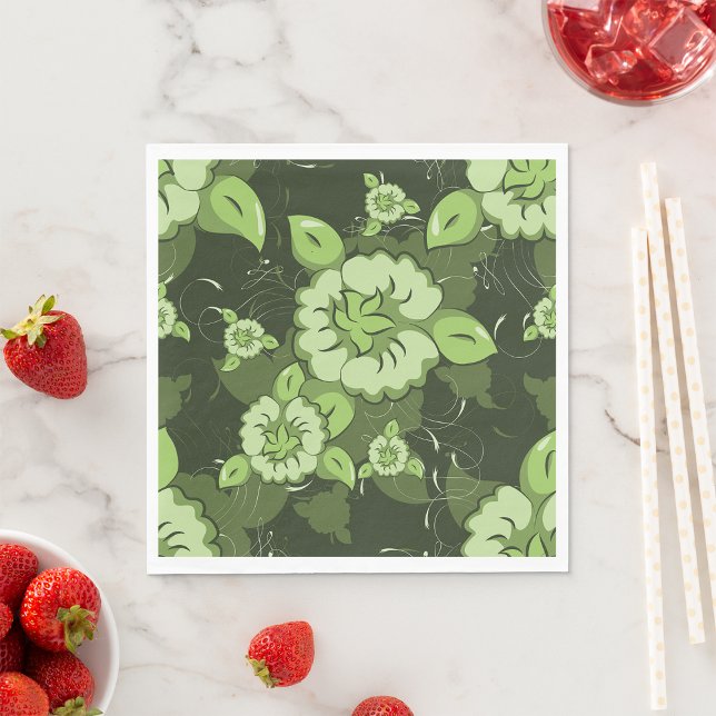 Floral Green Paper Napkins (Creator Uploaded)