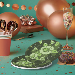 Floral Green Paper Plates
