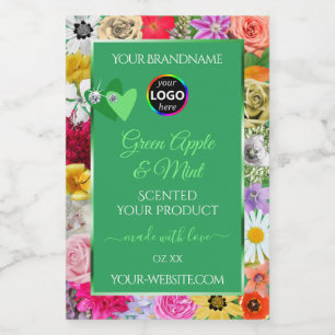 Floral Green Product Labels Hearts Diamonds Logo