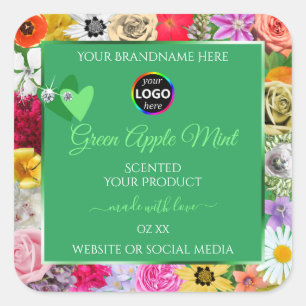 Floral Green Product Labels Hearts Diamonds Logo