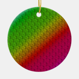 Floral Green Red Rainbow Gradient Diagonal Blend Ceramic Tree Decoration