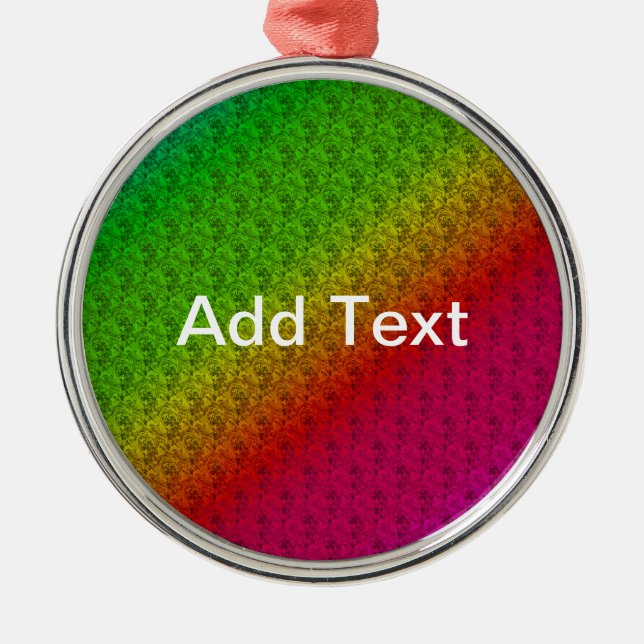 Floral Green Red Rainbow Gradient Diagonal Blend Metal Tree Decoration (Front)
