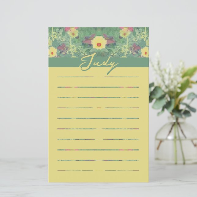 Floral Green  Stationery (Standing Front)