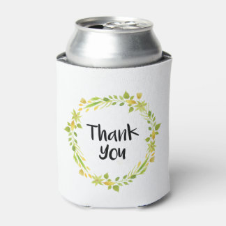 Floral Green Wreath Thank You Coozie