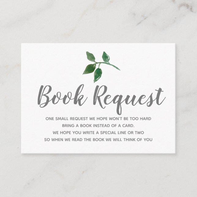 Floral greenery books for baby book request card (Front)