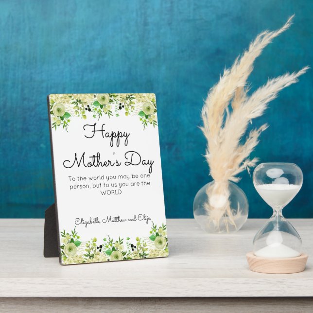 Floral Greenery Border Happy Mother's Day  Plaque (Side)