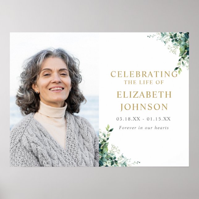 Floral Greenery Celebration of Life Welcome Sign (Front)