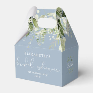 Floral Greenery Dusty Blue Bridal Shower Favour Box