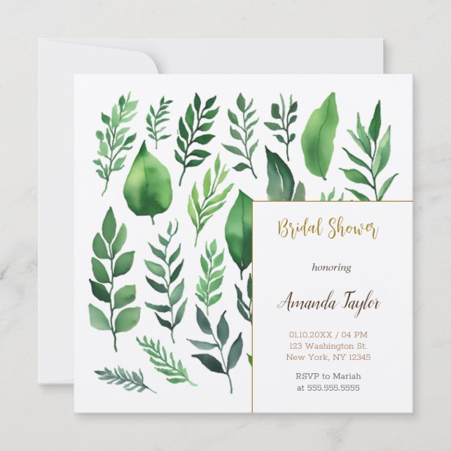 Floral Greenery Elegant Bridal Shower Invitation (Front)