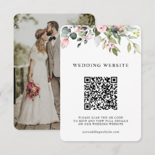 Floral Greenery Foliage QR Code & Photo Wedding Enclosure Card