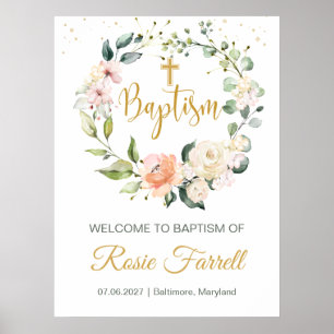 Floral Greenery Foliage, Welcome Baptism sign