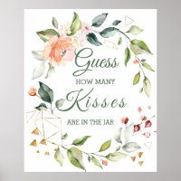 Floral Greenery Guess How Many Kisses Game 