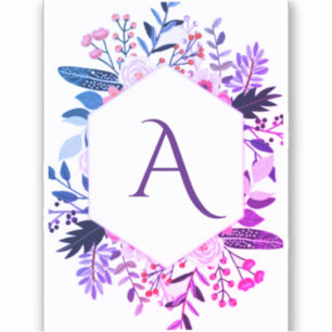 Floral greenery  initial Sticker