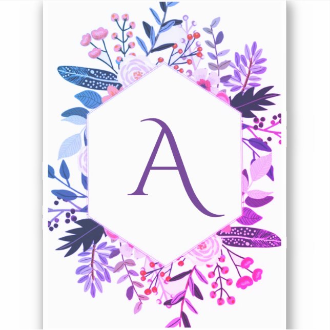 Floral greenery  initial Sticker (Front)