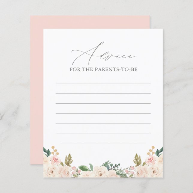 Floral Greenery Pumpkin Baby Shower Advice Card (Front/Back)