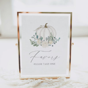 Floral Greenery Pumpkin Baby Shower Favours Sign