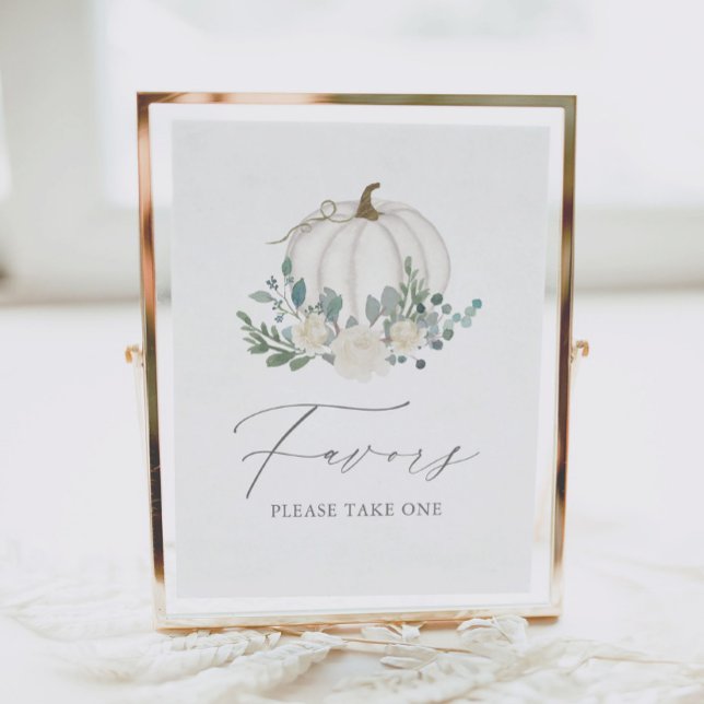 Floral Greenery Pumpkin Baby Shower Favours Sign (Creator Uploaded)