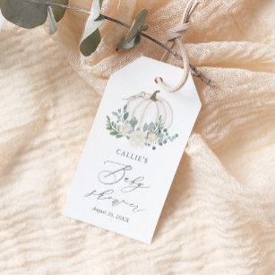 Floral Greenery Pumpkin Baby Shower Gift Tags