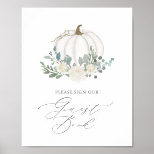 Floral Greenery Pumpkin Baby Shower Guest Book