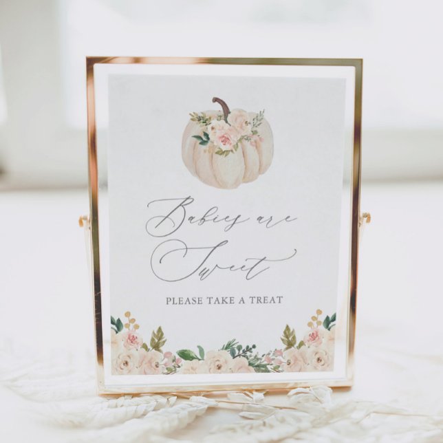 Floral Greenery Pumpkin Baby Shower Treats Sign (Creator Uploaded)