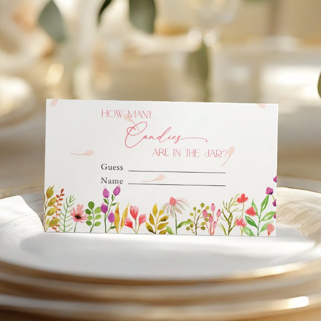 Floral Greenery Rustic How many Candies Enclosure Card (Creator Uploaded)